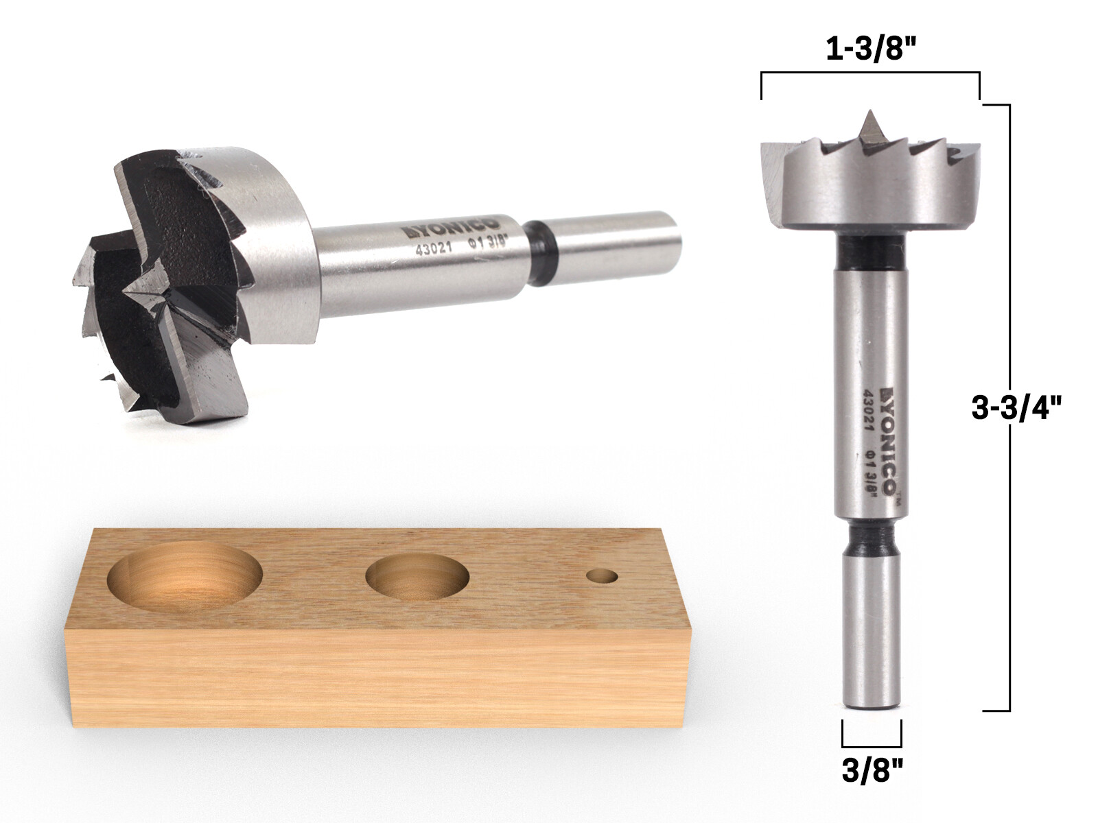 1-3/8" Diameter Steel Forstner Drill Bit - 3/8" Shank - Yonico 43021S gallery