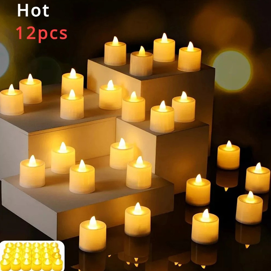 12PCS Flameless LED Tealight Candles Battery Wedding Party Decor gallery
