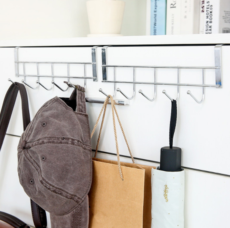 Kitchen Cabinet Rack Hook Cloth Storage Hanger Bathroom Towel Door Metal 5 Hooks gallery