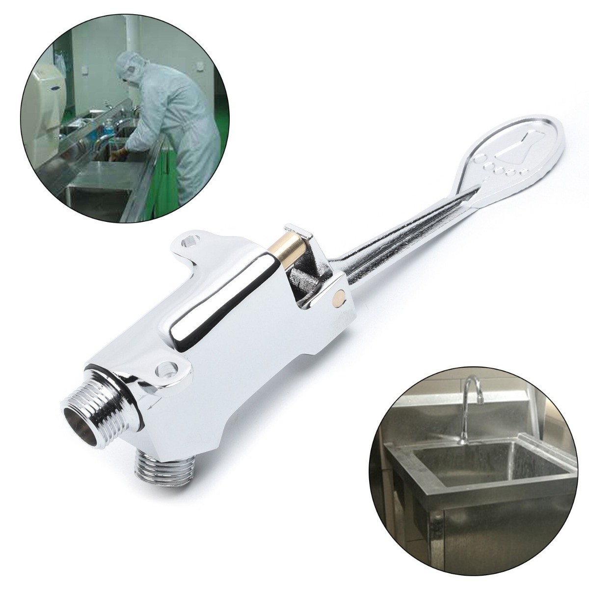 Floor Foot Pedal Control Switch Tap Valve Faucet Basin Single Cold Water Home gallery