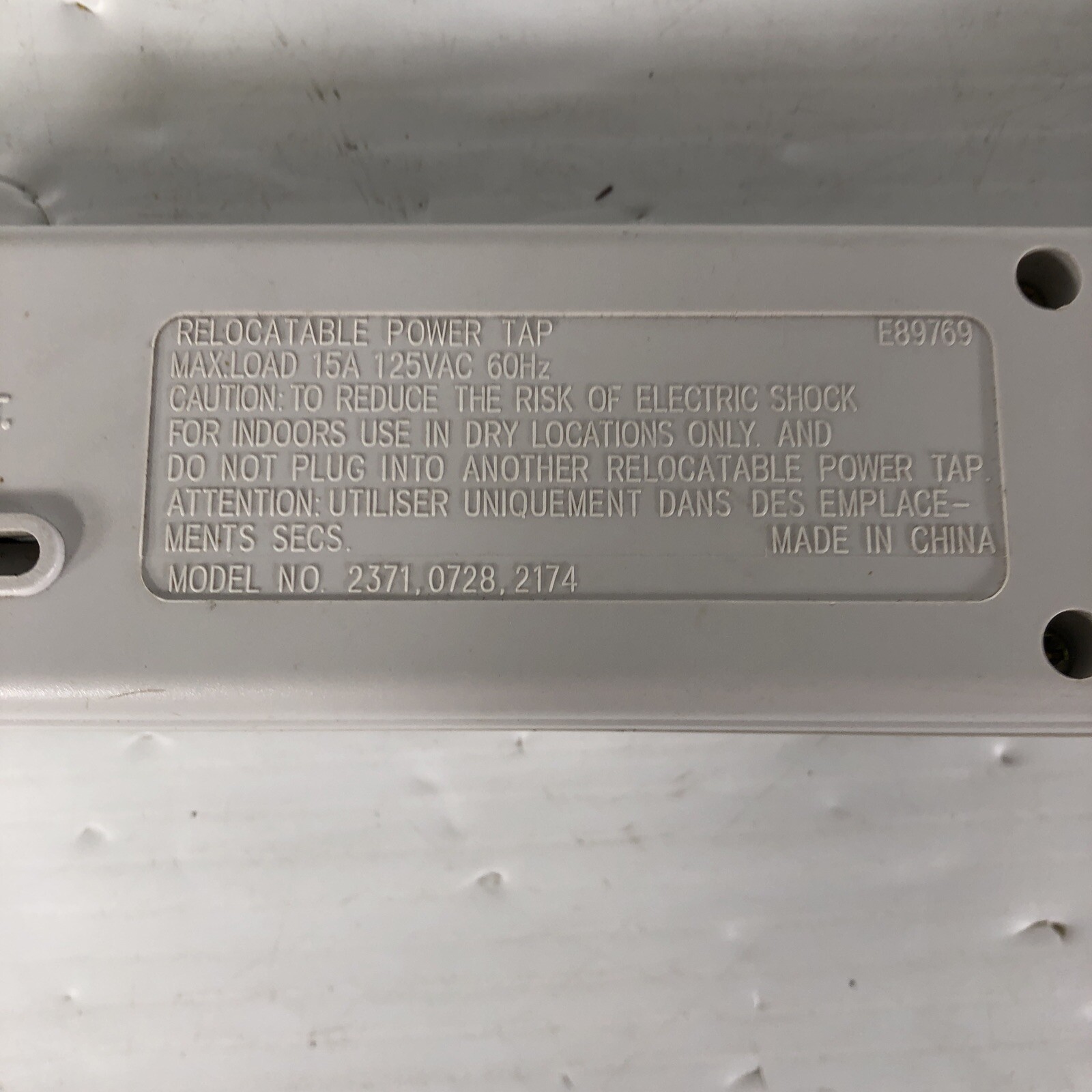 Used 2371, 0728, 2174 Relocatable Power Tap (15 amps, 125 VAC, 60 Hz) gallery