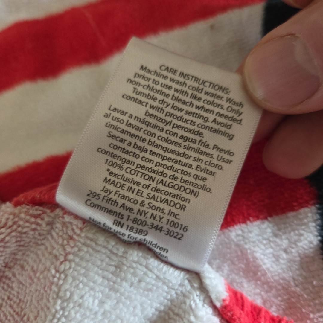 Disney Mickey Mouse Classic Stripes Red & White Small Hooded Terry Cloth Towel gallery