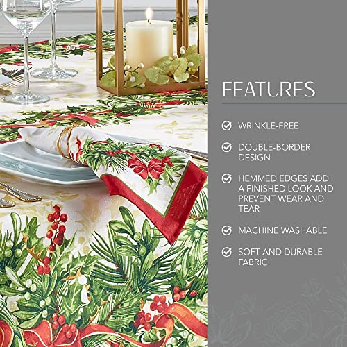 Holly Traditions Fabric Bordered Napkins, 17 Inches x 17 Inches, Set of 4 gallery
