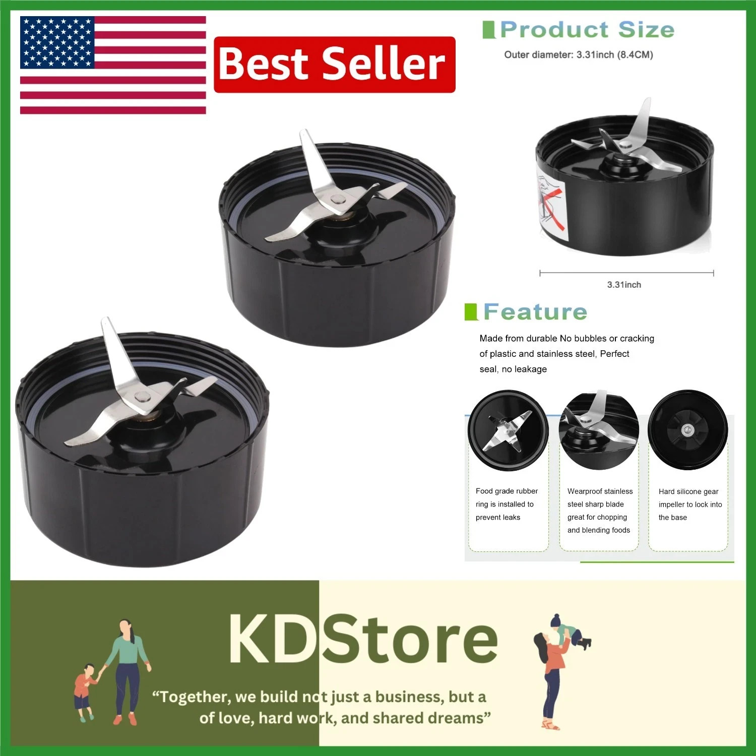 2-Pack Cross Blade With Gasket For Magic Bullet Blender MB-1001 Replacement Part gallery