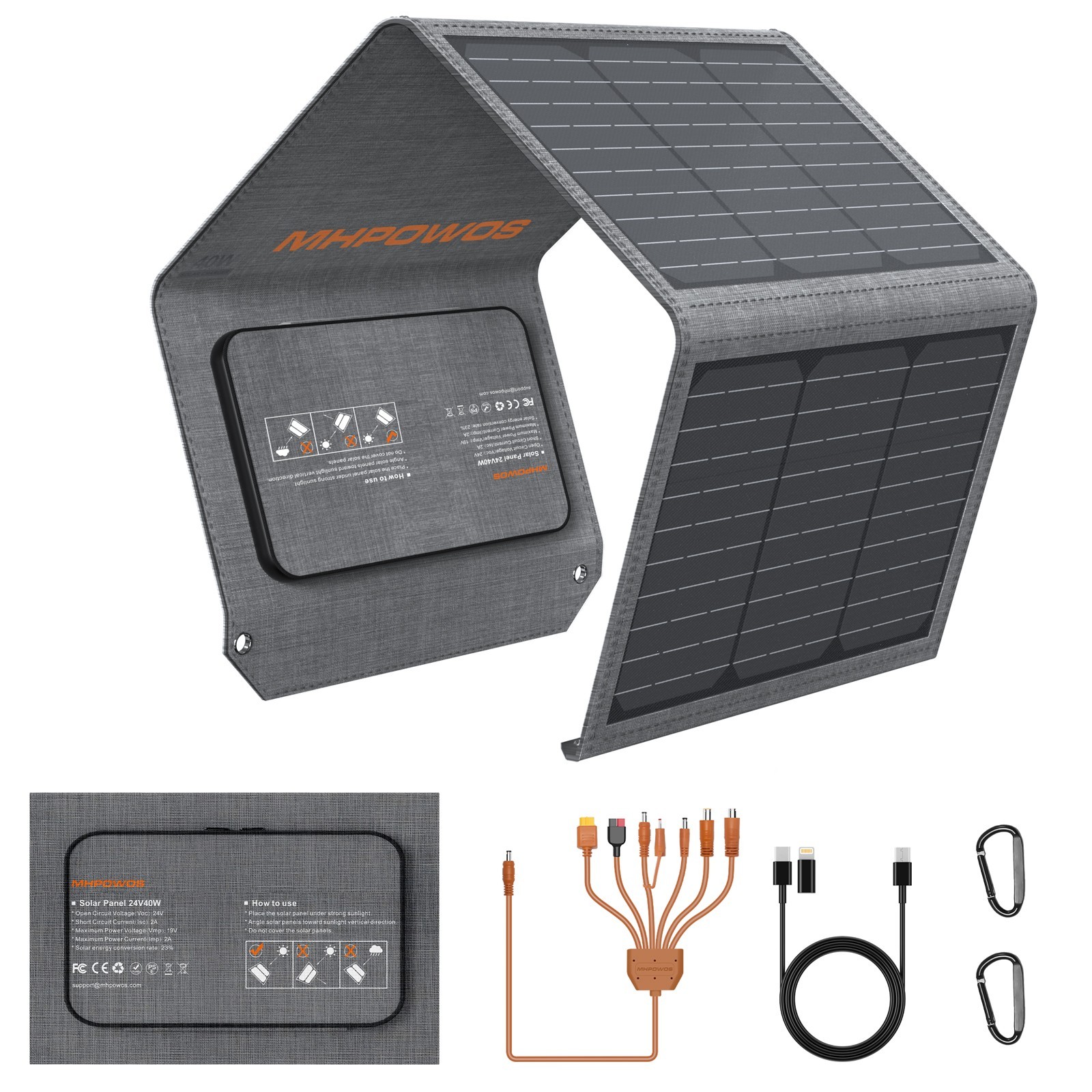 MHPOWOS Foldable USB Solar Panel 40w 80w 120w for Emergency Power Supply gallery