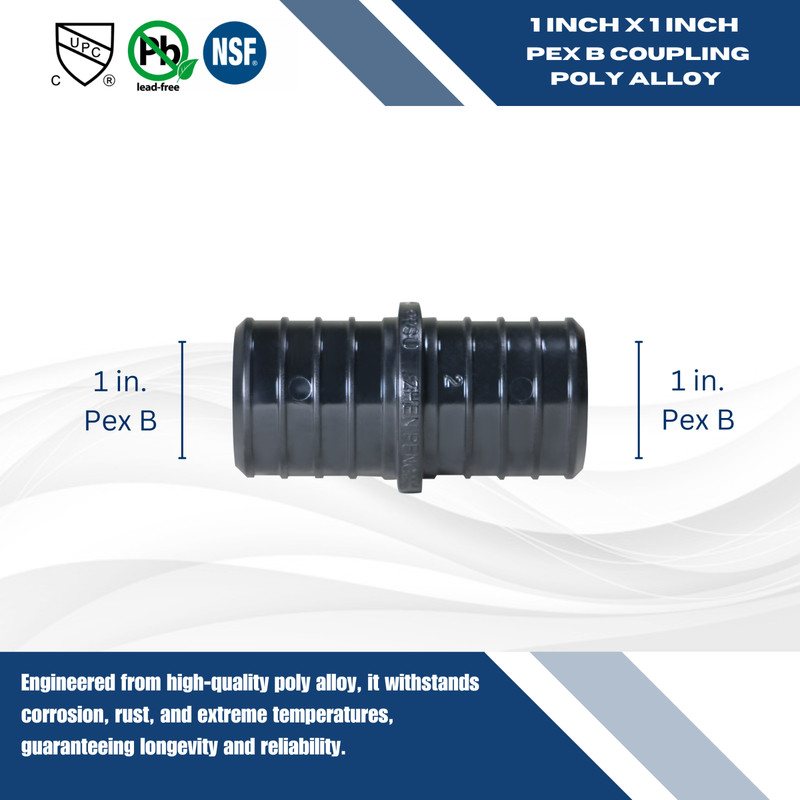 15 PIECES 1" PEX COUPLING POLY ALLOY LEAD FREE CRIMP PLASTIC FITTINGS - NSF CUPC gallery