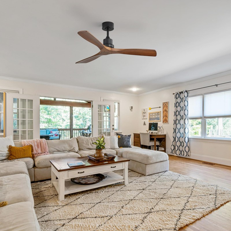 Sofucor 52 inch Ceiling Fan No Light, Solid Wood Indoor/Outdoor Ceiling Fans---- gallery