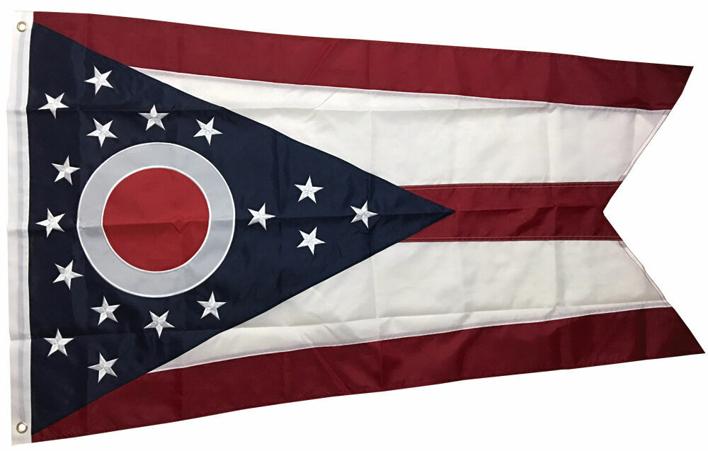 2x3 FT OHIO Flag Embroidered Sewn Nylon State Flag DOUBLE SIDED 210D gallery