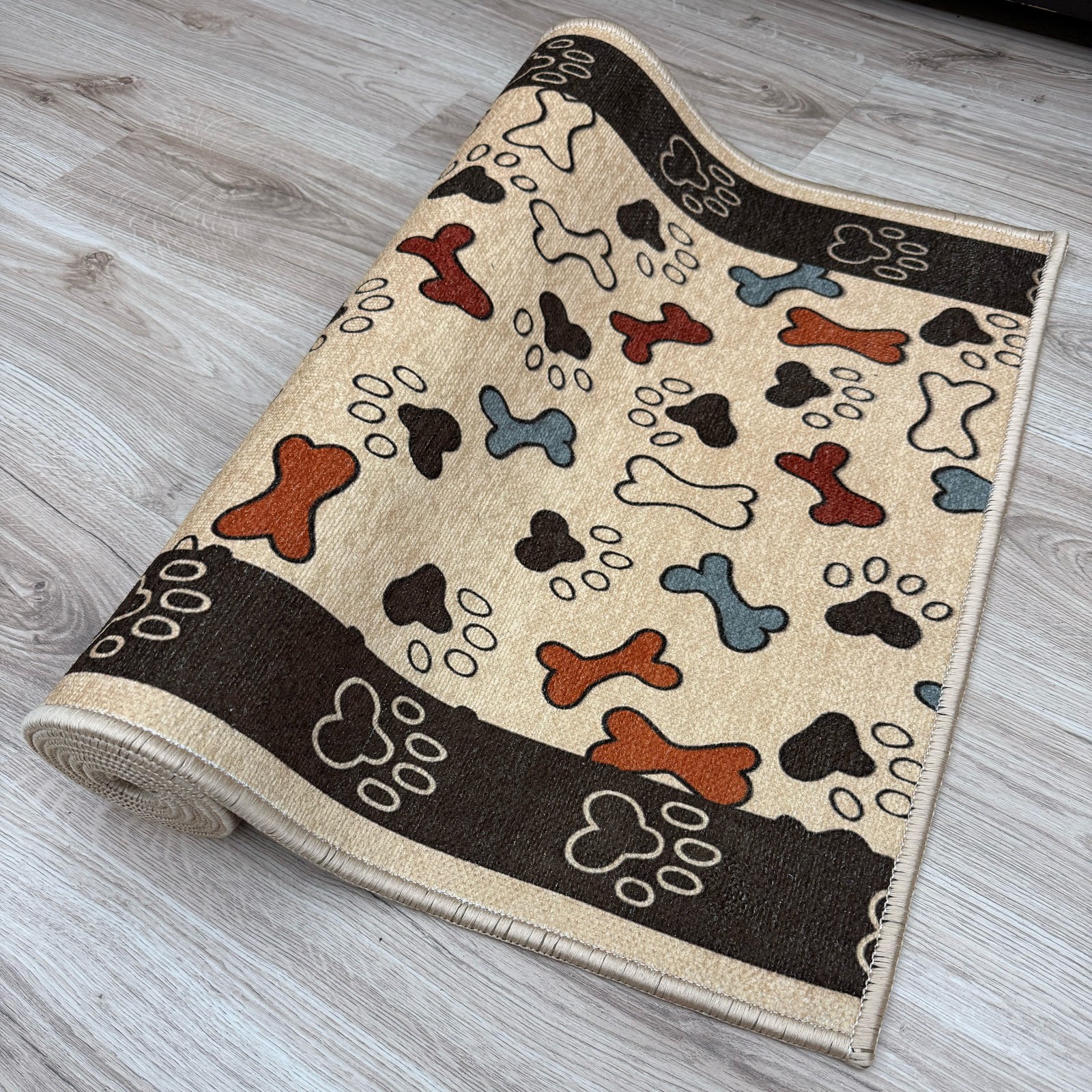 Custom Size Pet Paw Design Washable Non Slip Low Cut Pile Runner Rugs gallery