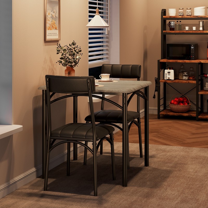 Space-Saving Dining Table and Chairs Set, Small Apartment Kitchen Furniture 3PCS gallery