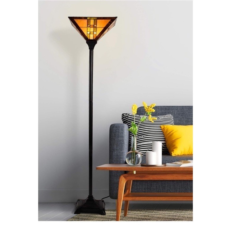 Tiffany Style Floor Lamp Mission Stained Glass Torchiere Lavish Home 72-TIFF-7 gallery