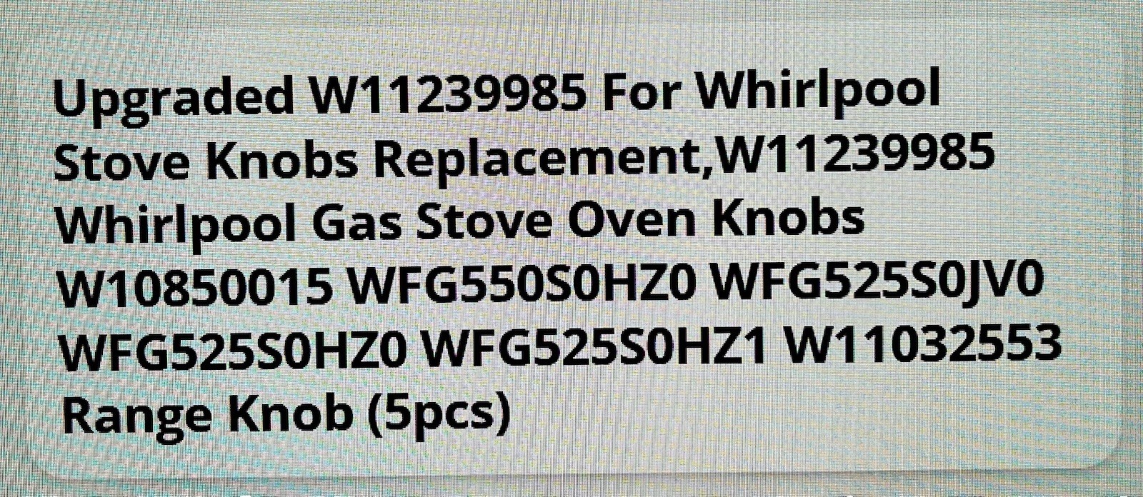 Whirlpool Range/Stove/Oven Control Knobs - Silver (W11239985) 5 Pk. gallery