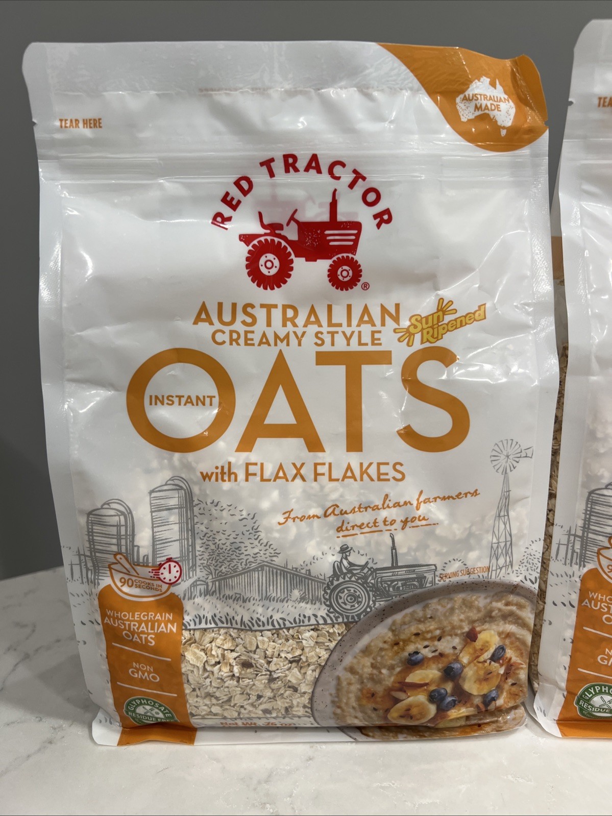 2x Red Tractor Australian Creamy Style Instant Oats w/ Flax Flakes 26oz 03/2027 gallery