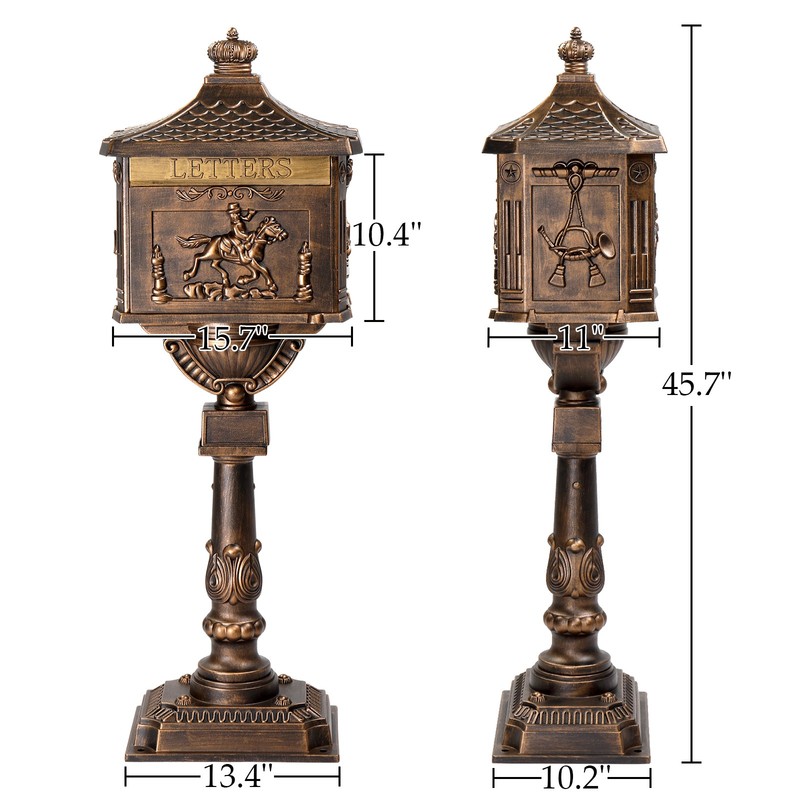 Large Post Mailbox with Post & Baffle Door, Heavy Duty Mail Box Cast Aluminum gallery