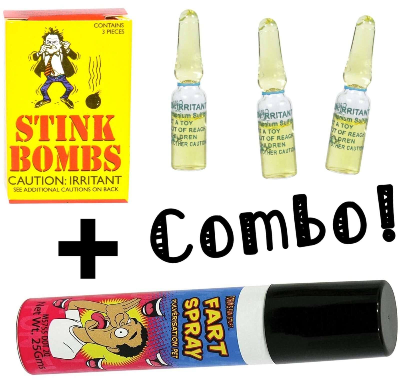 3 Liquid Stink Bombs ~ Butt Crack Ass Smell Joke Gag + 1 Fart Spray COMBO SET gallery
