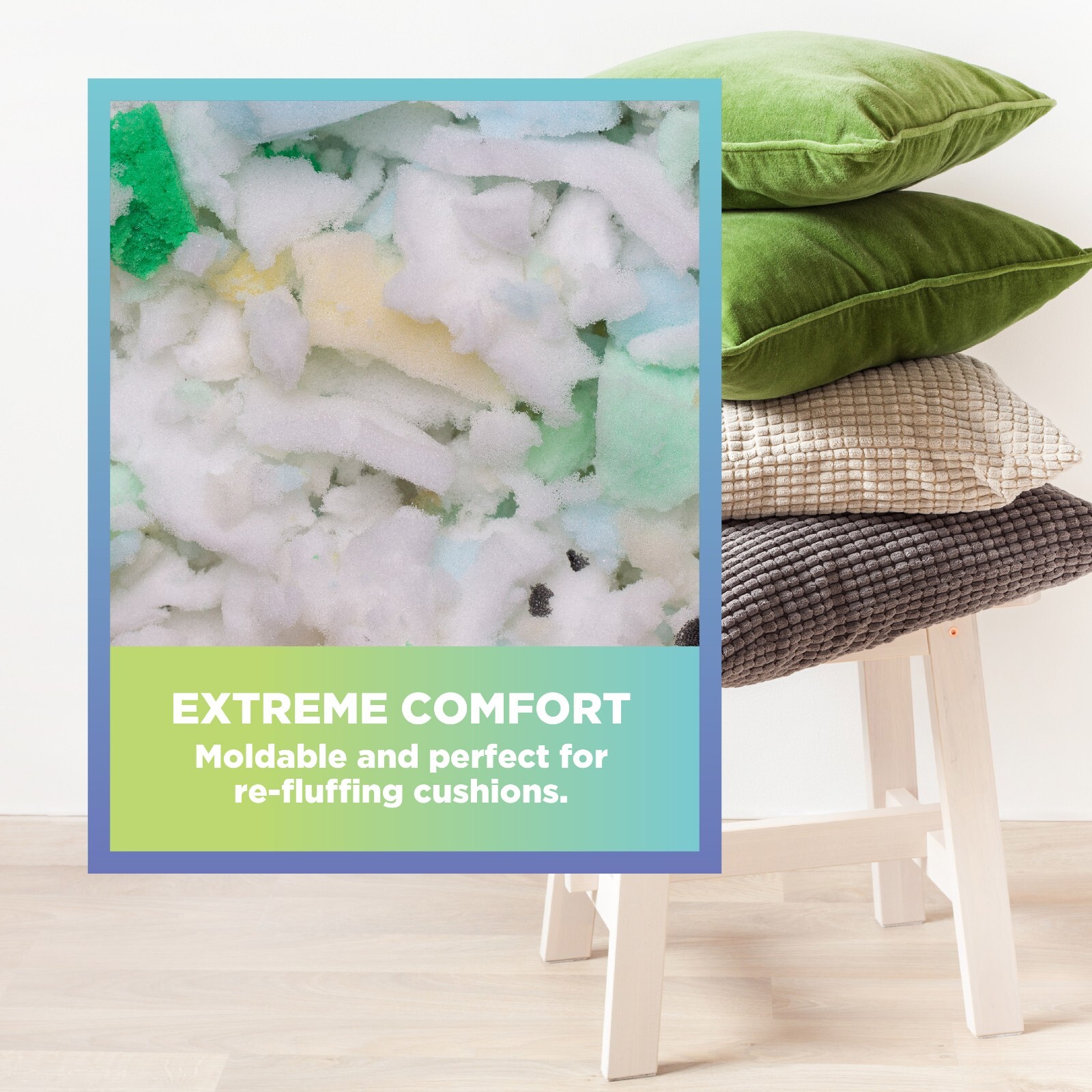 Premium Shredded CertiPur Foam - Fill for Pillows, Cushions, Bean Bags, Poufs gallery