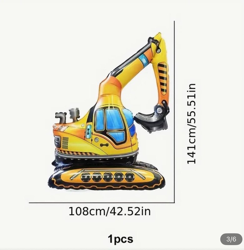 Huge 3D Digger Balloon Construction Builder Birthday Party Decor Excavator gallery