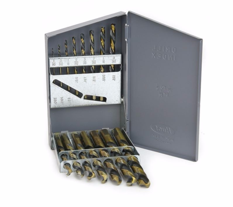 XtremepowerUS 15 Pc. Left Hand Drill Bit Set Black and Gold 135 Degree Split