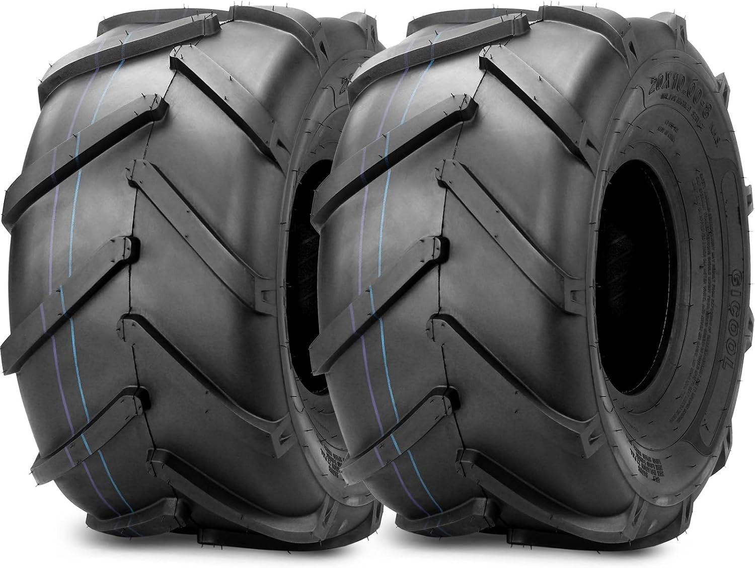 GICOOL (2 Pack) 20X10.00-8 Ag Lug High-Traction Lawn Mower Tubeless Tire, 20X10- gallery