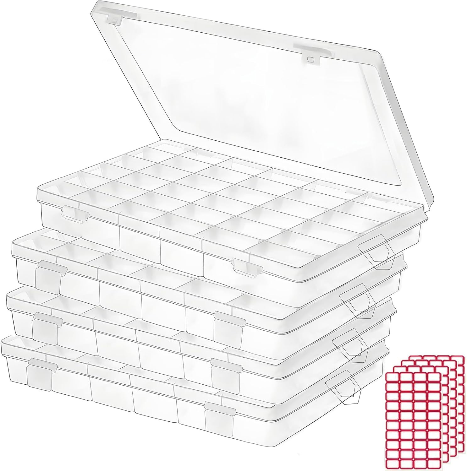 36 Grid Clear Plastic Organizer Box 4 Pack Adjustable Bead Craft Jewelry Tackle gallery