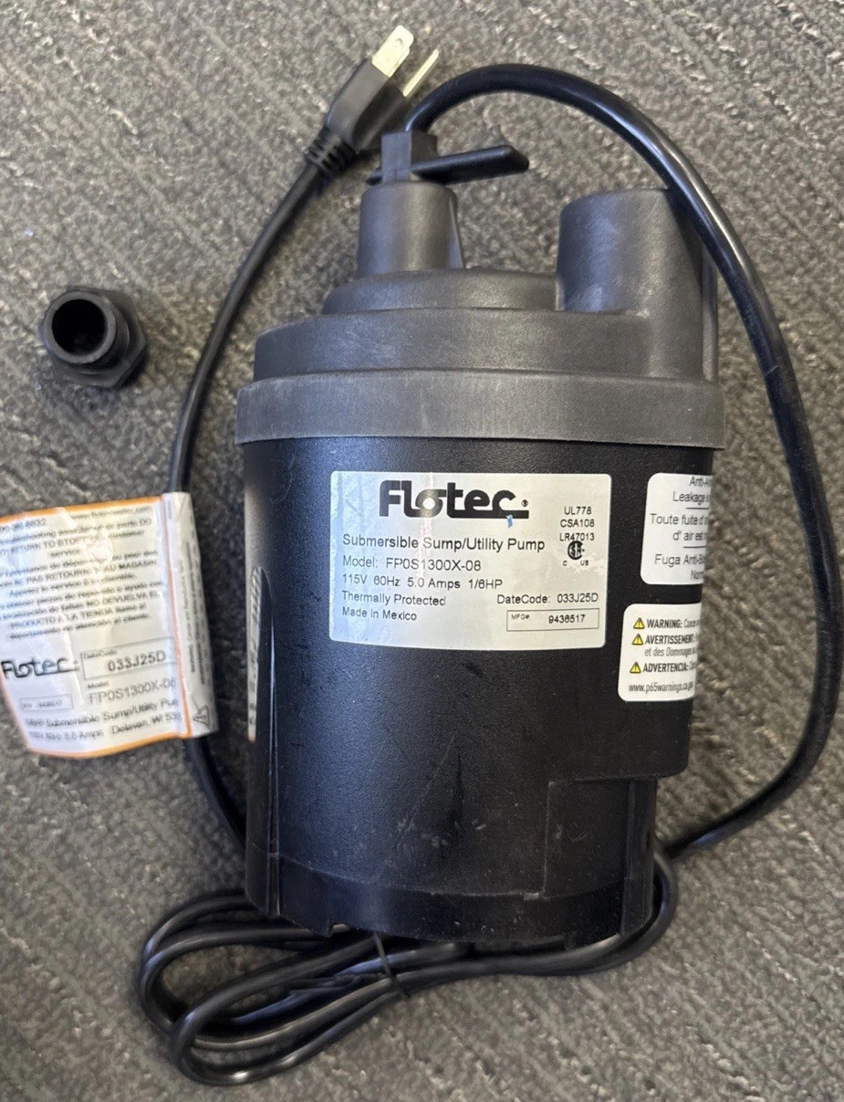Flotec FP0S1300X-08 Plug-In Utility Pump, 1/6 hp 115V, Submersible Thermoplastic gallery