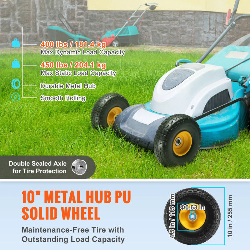 Solid PU Run-Flat Tire Wheel Flat Free Tubeless Tire 10" 2-Pack 180 lbs gallery