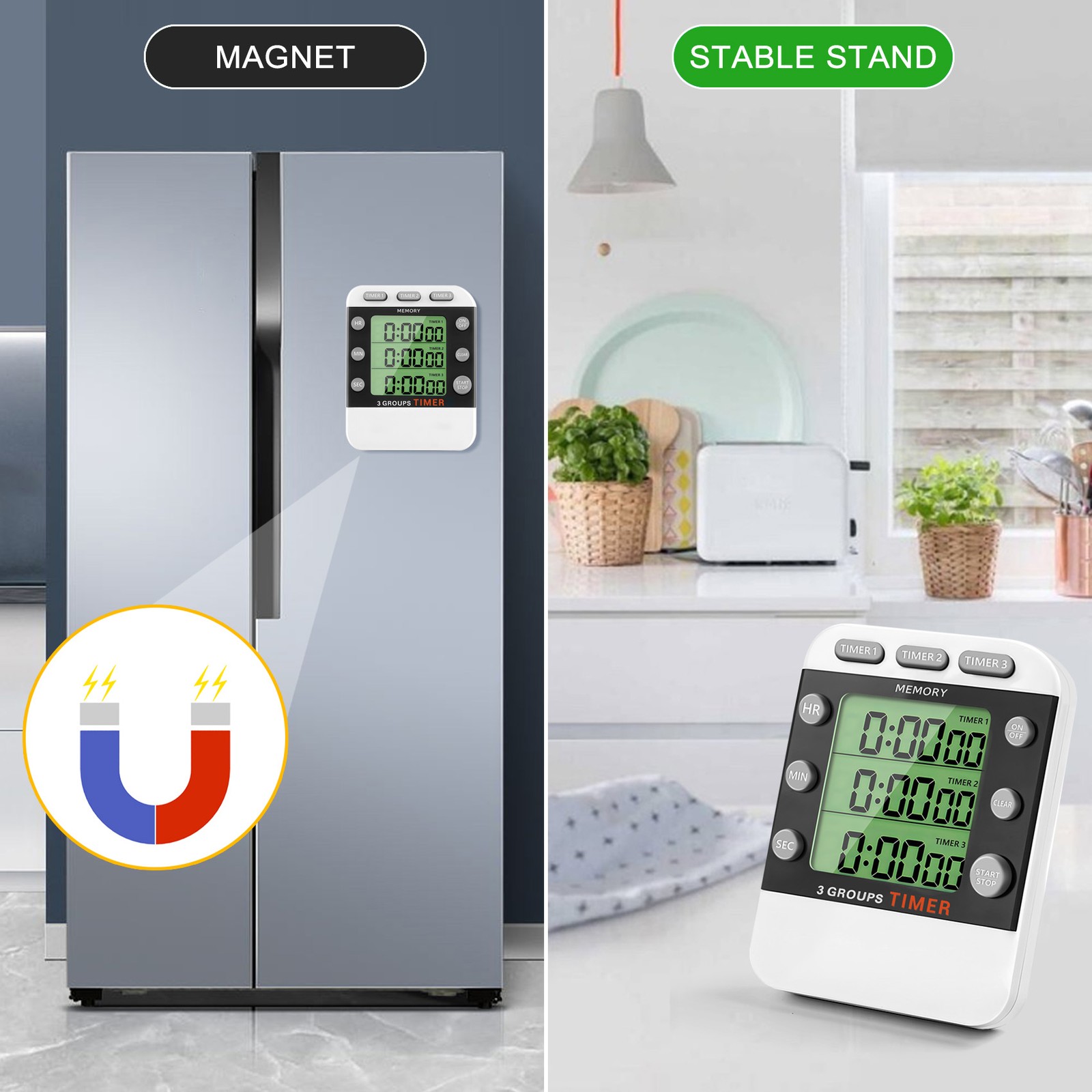Digital Dual Kitchen Timer, 3 Channels Count /Down Timer, Triple Cooking7743 gallery