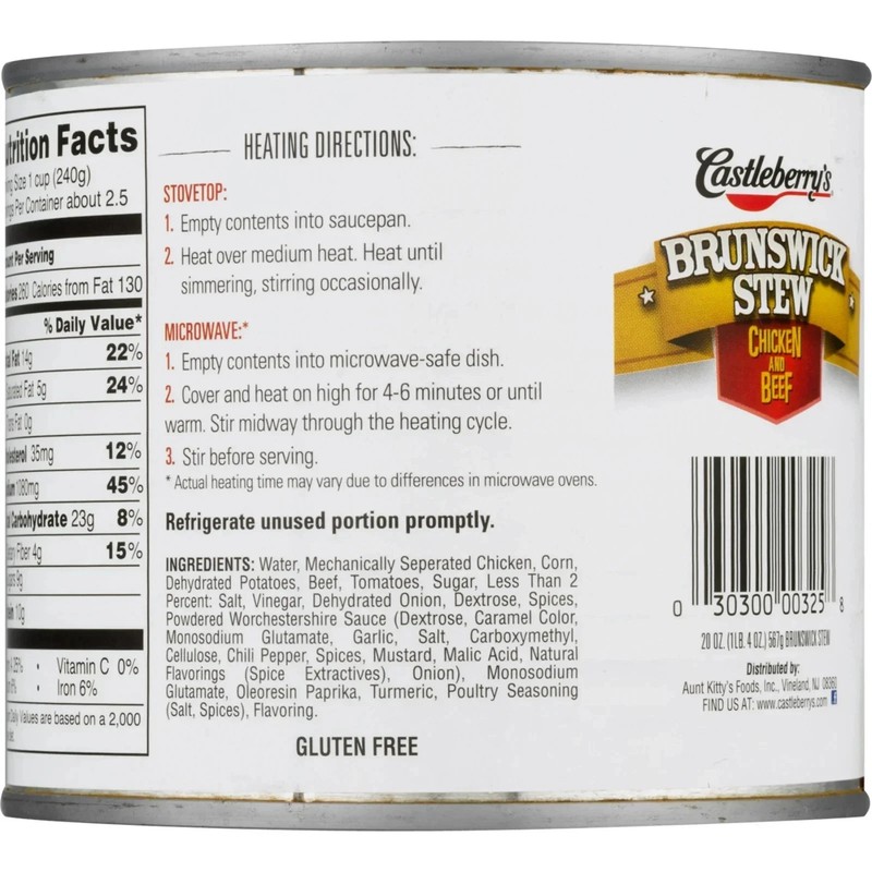 (2 pack) Castleberry’s Brunswick Stew with Chicken and Beef, 20 oz Can gallery