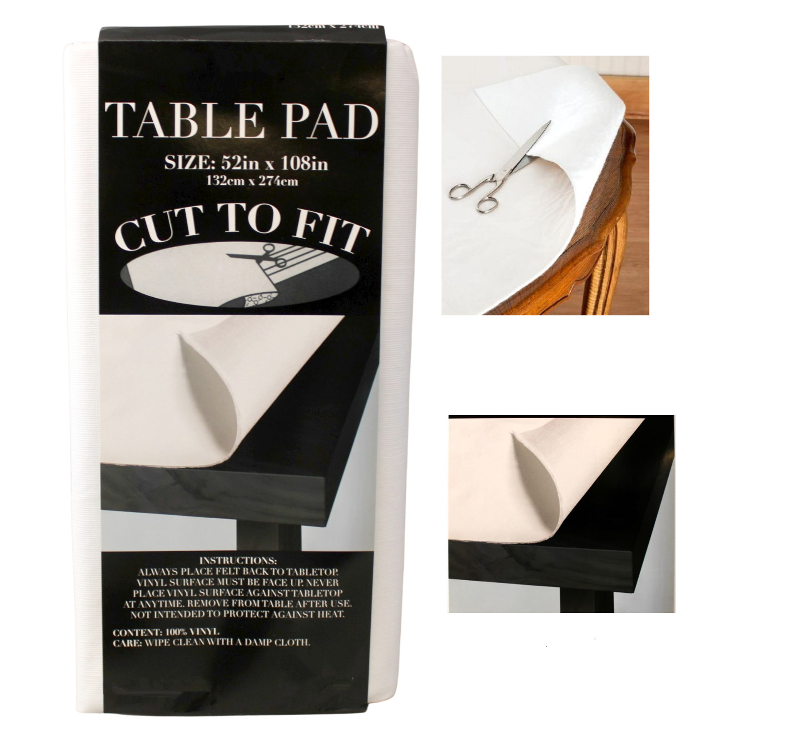 Dependable Felt Back Vinyl Table Pad Protector Size 52" x 108" Cut to Fit gallery