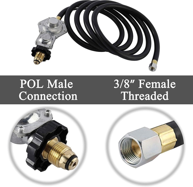 10FT Two Stage Propane Regulator Hose with Standard POL Connectionx3/8inch Flare gallery
