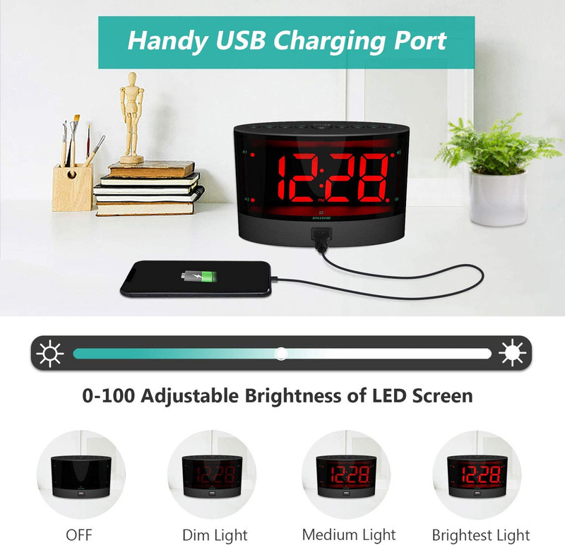 Extra Loud Alarm Clock w/ Wireless Bed Shaker Vibrating for Heavy Sleepers Deaf gallery