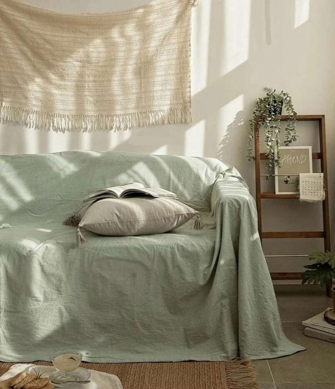 COUCH COVER, Extra big Couch Cover, Cotton Sofa Cover In All Sizes Available. gallery