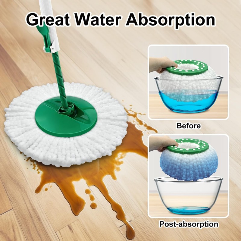 Reusable Mop Head Replacement for Libman Tornado Spin Thick 3 Pack, White gallery