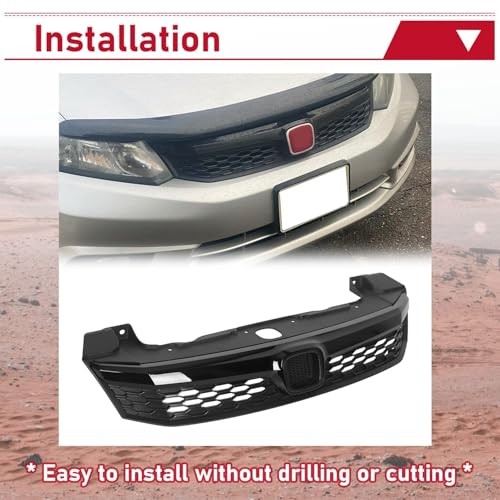 Front Grille Compatible with 2012 Honda Civic 4 Door Sedan JDM Style gallery