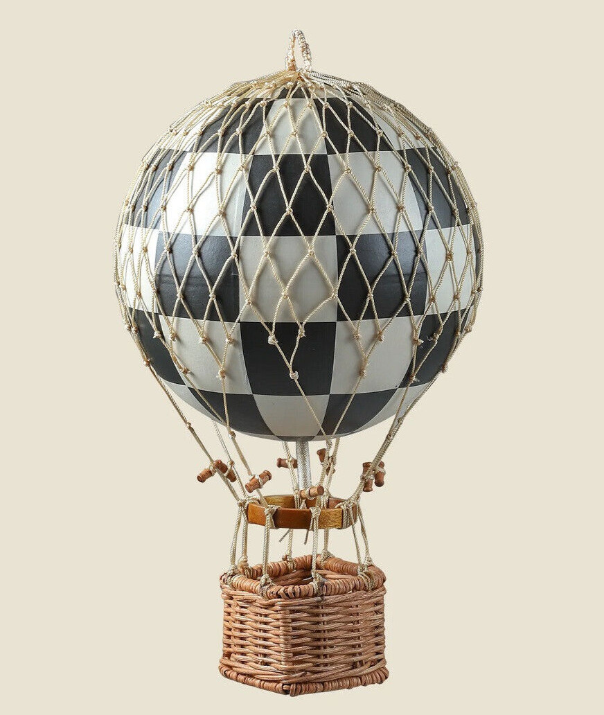 Hot Air Balloon Figurine Model Black & White Check 8" Hanging Ceiling Home Decor gallery