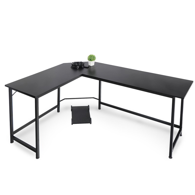 L Shaped Desk Corner Computer Gaming Laptop Table Office Black Workstation Home gallery