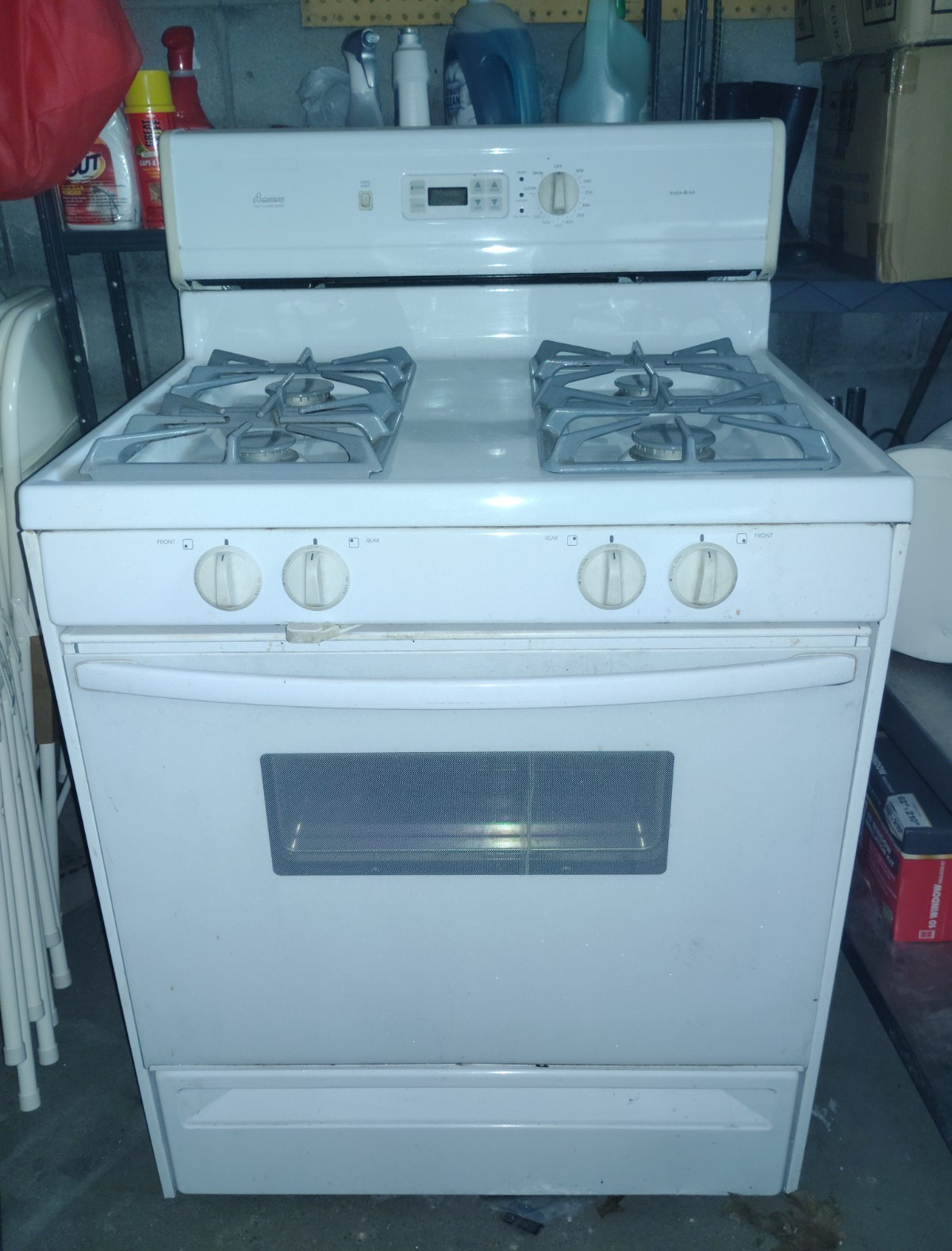 Amana Insta-Broil White Freestanding Gas Range 4 Burner Self-Clean gallery
