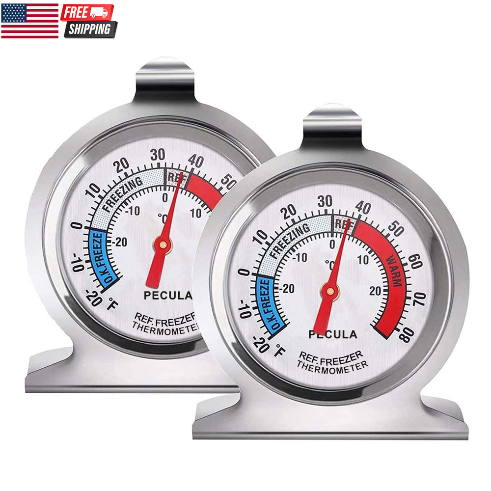 2 Pack Refrigerator Thermometer, 30-30°C/20-80°F, Classic Fridge Thermometer Lar
