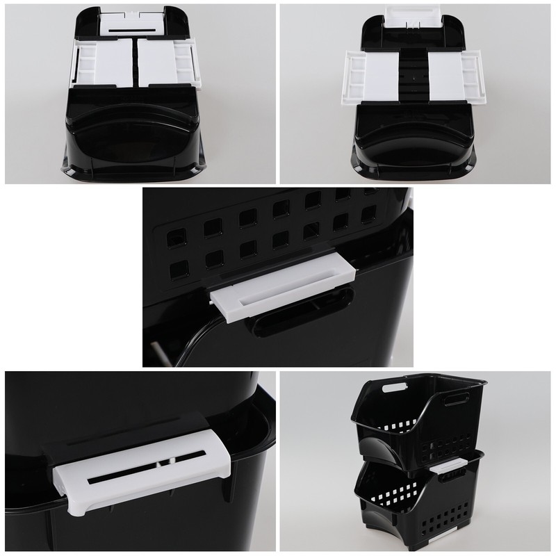 Cand 3-Pack Black Plastic Stacking Organizer Basket, Plastic Stackable Basket gallery