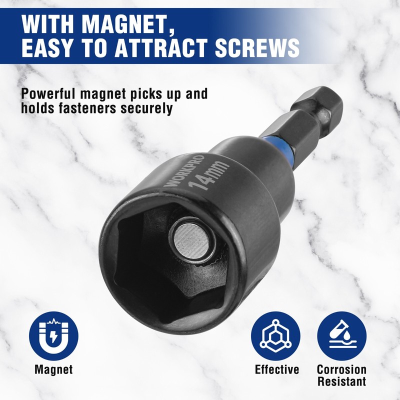 WORKPRO 39-Piece Magnetic Nut Driver Set, Impact Drill Driver Bit 1/4" Hex Shank gallery