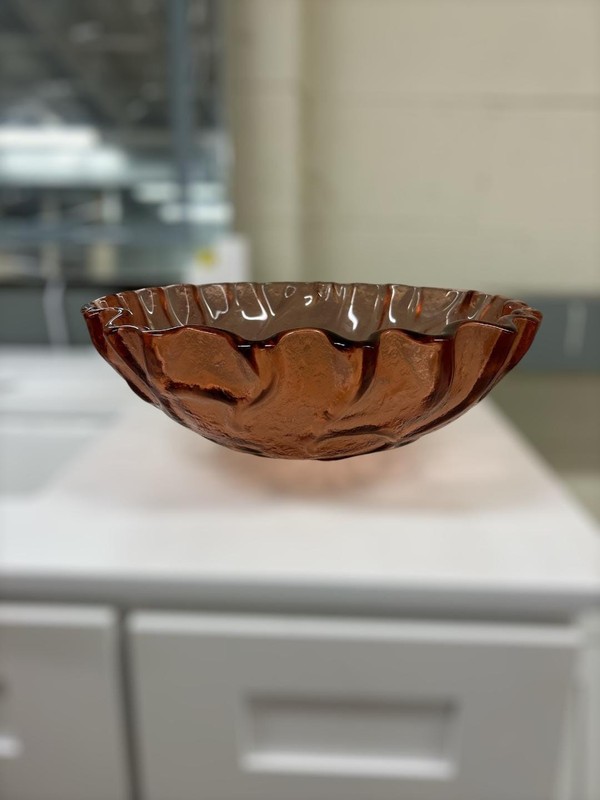 Copper Bronze Tempered Glass 16" Vessel Bathroom Sink above counter installation gallery