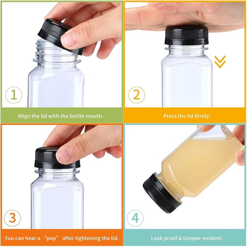 36 Pack 5 oz Plastic Juice Bottles Bulk with Lids Reusable Transparent Clear ... gallery
