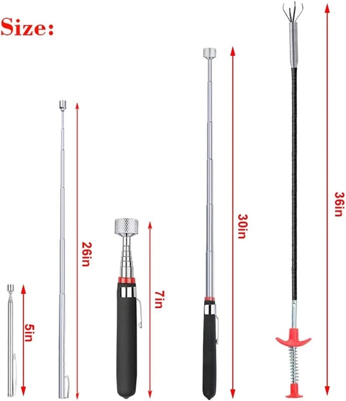 4 Pack Telescoping Magnetic Pickup Tools Flexible Grabber Claw & Magnet Set gallery