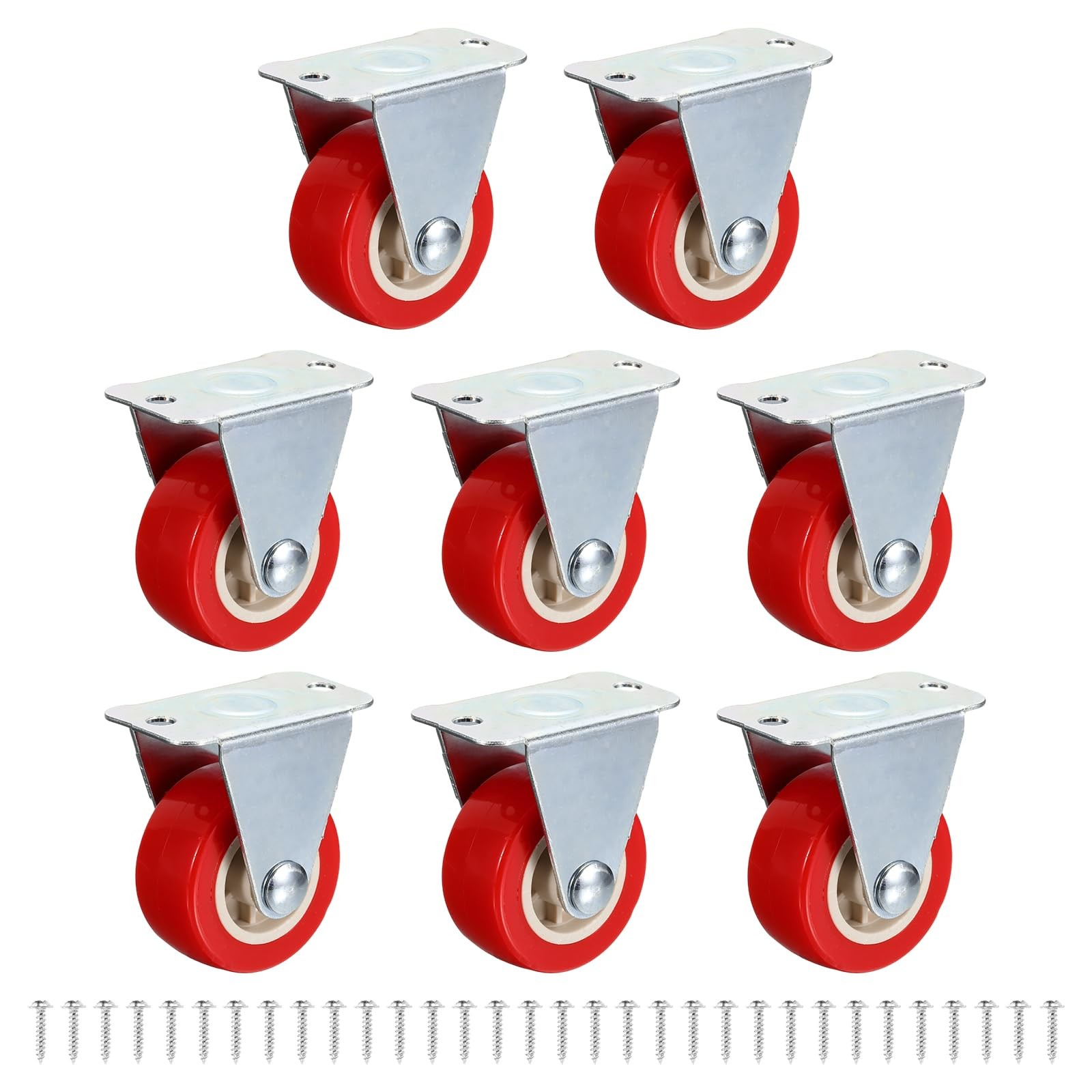 DEFANEX 8pcs Rigid Caster Wheels (1 Inch) - PVC Non-Swivel Top Plates Castors... gallery