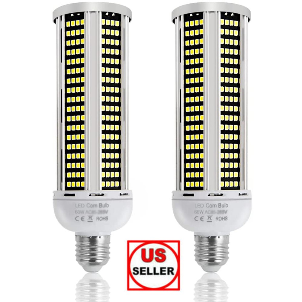 2Pack 600W Equivalent LED Corn Light Bulb 60W 7000Lumen 5000K Daylight White E26
