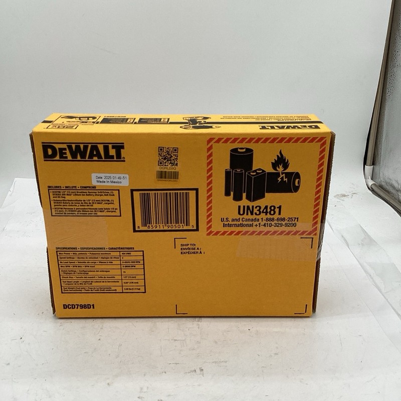 DEWALT DCD798D1 20V MAX 20-Volt Brushless Cordless 1/2-inch Hammer Drill Kit gallery