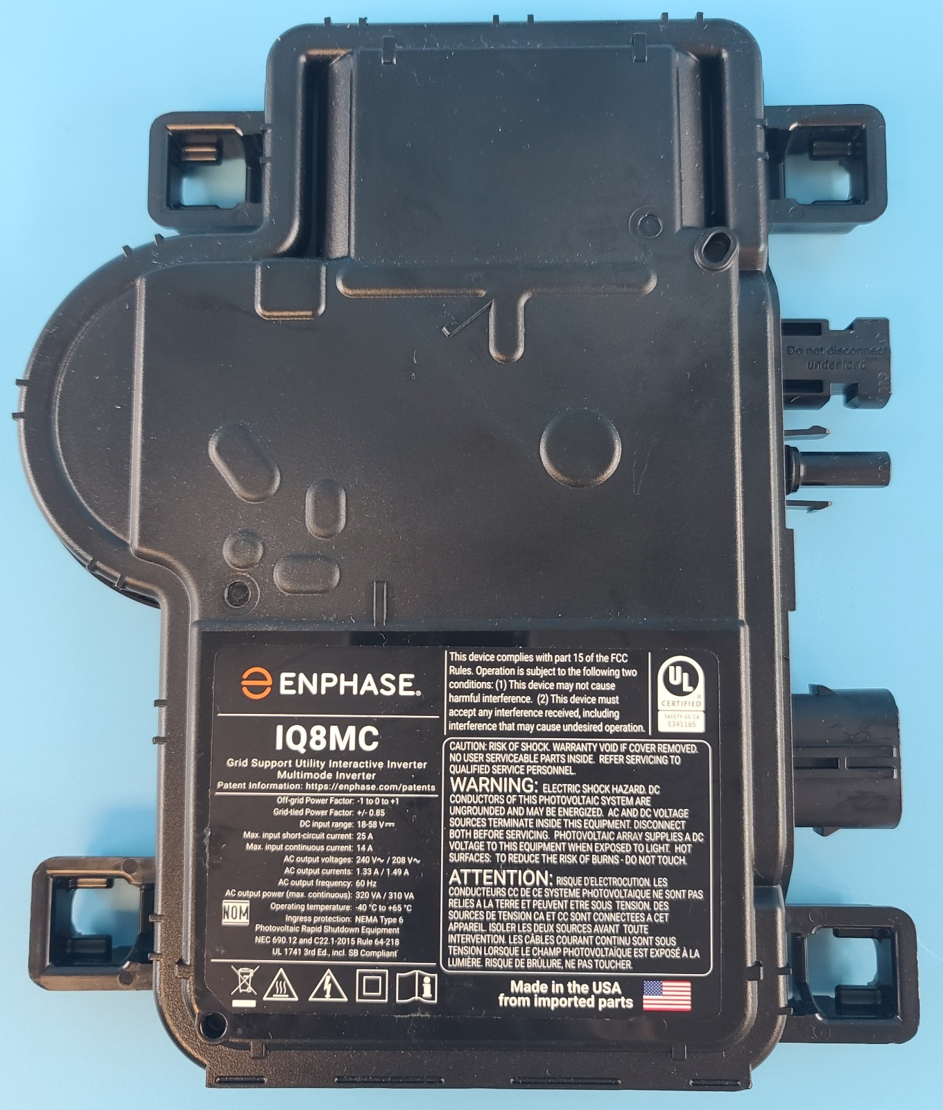 Microinverter (IQ8MC-72-M-US) MC4 Wire Connector no cap and mounting brackets gallery