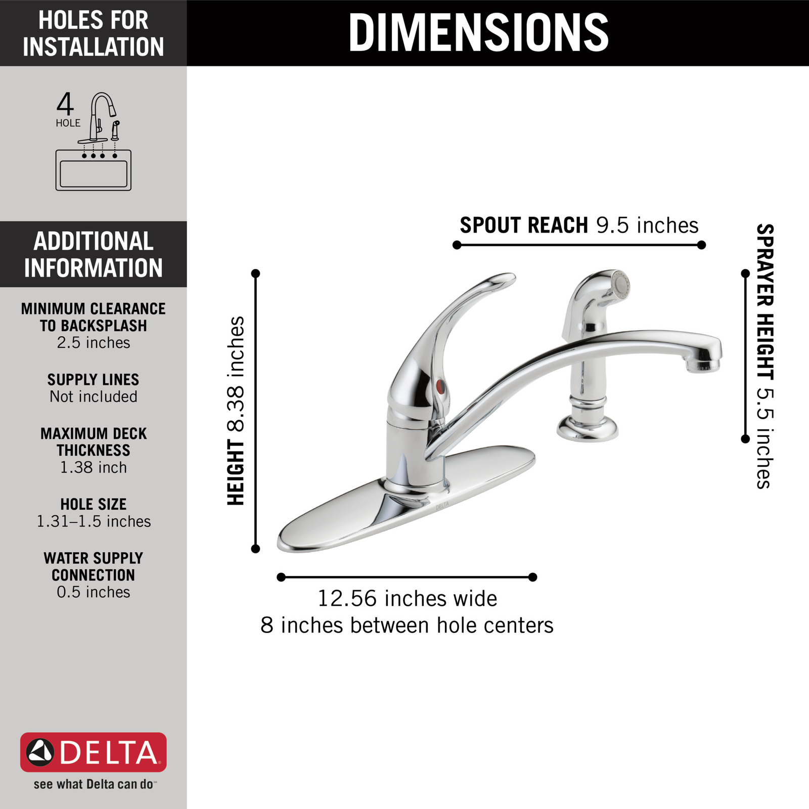 Delta Foundations 1-Handle Kitchen Faucet 1.8 GPM Chrome-Certified Refurbished gallery