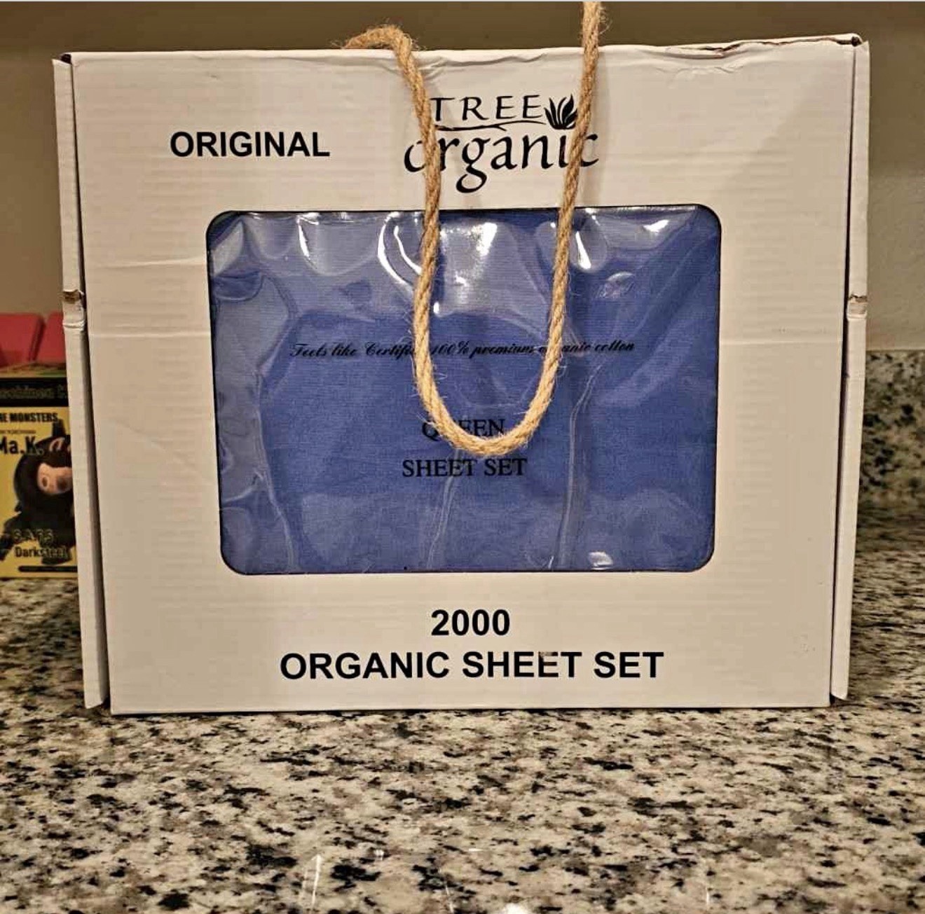 Tree Organic Queen Sheet Set 2000 Blue Organic Cotton Bedroom Rectangular gallery