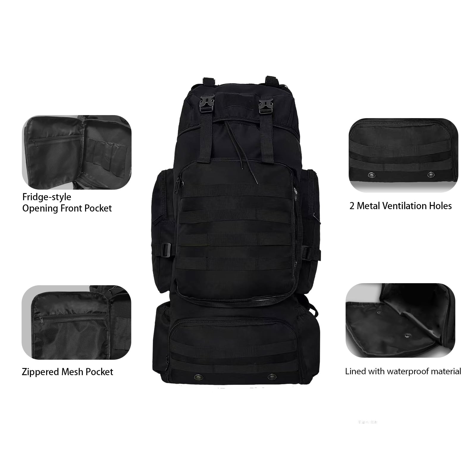 Tactical 80L Hiking Backpack with Dedicated Shoe Compartment - Large Capacity... 5